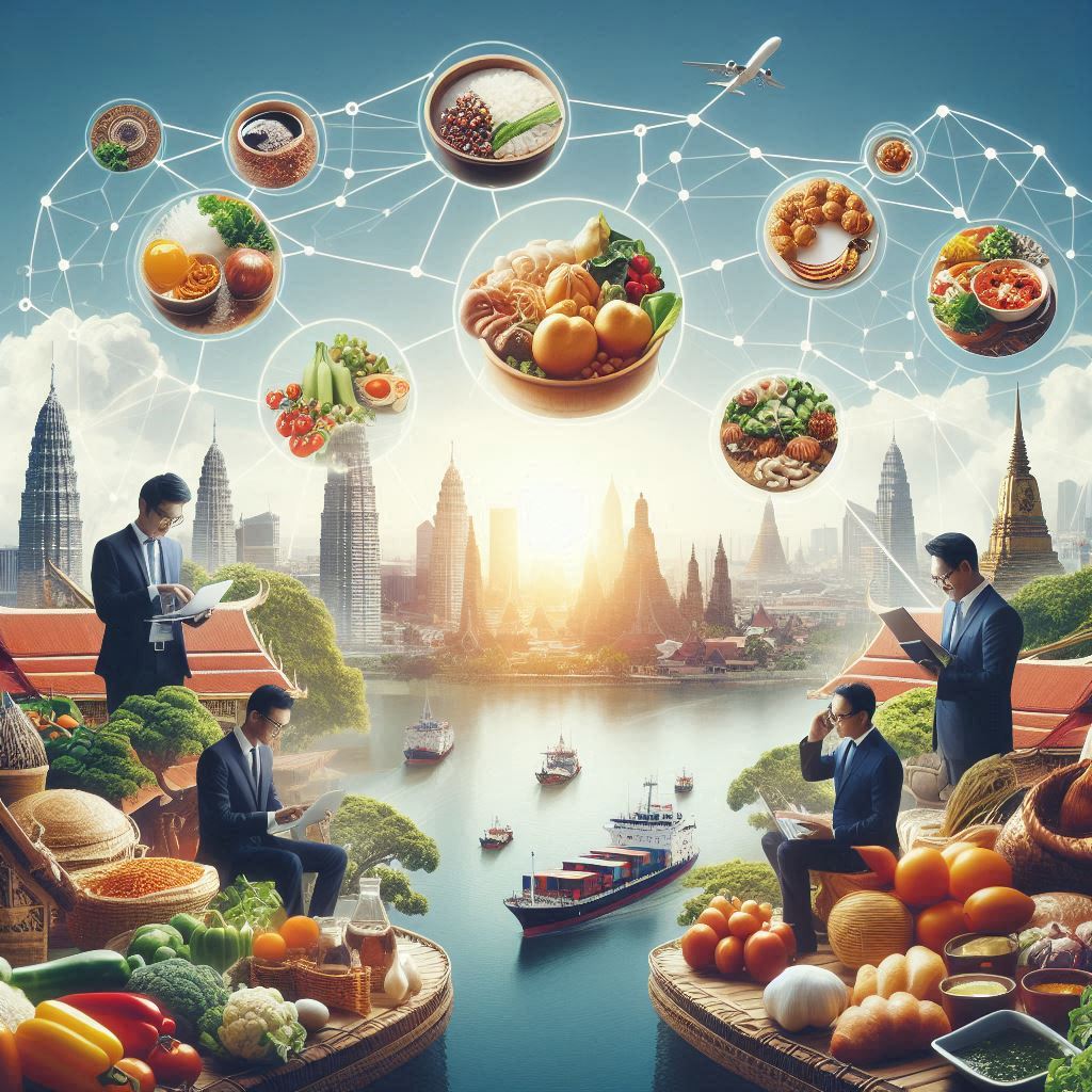 Abstract illustration of network connections across South Asia, linking food producers, exporters, and businesses, representing SAARC Foods Association of Sri Lanka.